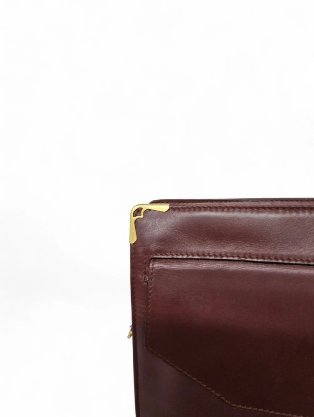 Cartier Must De Front Snap Clutch in Burgundy Calfskin Leather
